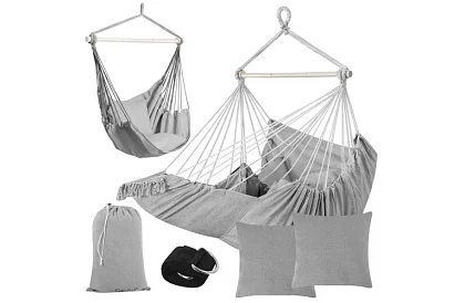 Scaun suspendat de grădină BOHO 2 în 1 - gri