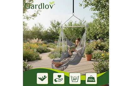 Scaun suspendat de grădină BOHO 2 în 1 - gri