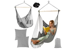 Scaun suspendat de grădină BOHO 2 în 1 - gri