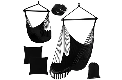 Scaun suspendat de grădină BOHO 2 în 1 - negru