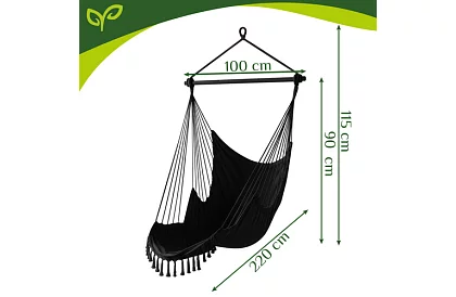 Scaun suspendat de grădină BOHO 2 în 1 - negru