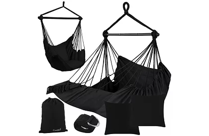 Scaun suspendat de grădină BOHO 2 în 1 - negru