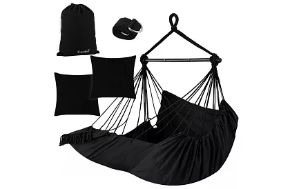 Scaun suspendat de grădină BOHO 2 în 1 - negru