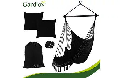 Scaun suspendat de grădină BOHO 2 în 1 - negru