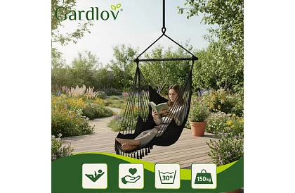 Scaun suspendat de grădină BOHO 2 în 1 - negru