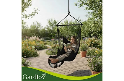 Scaun suspendat de grădină BOHO 2 în 1 - negru