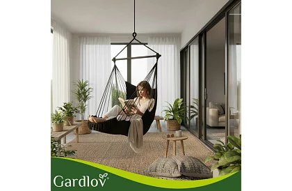 Scaun suspendat de grădină BOHO 2 în 1 - negru