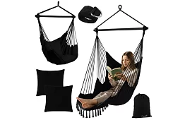 Scaun suspendat de grădină BOHO 2 în 1 - negru