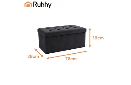 Taburet de depozitare pliabil din catifea 76 × 38 × 38 cm – gri