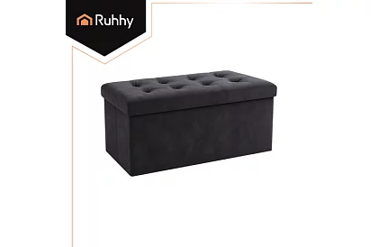 Taburet de depozitare pliabil din catifea 76 × 38 × 38 cm – gri