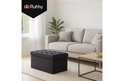 Taburet de depozitare pliabil din catifea 76 × 38 × 38 cm – gri