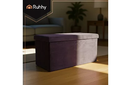 Taburet de depozitare pliabil din catifea 76 × 38 × 38 cm – gri