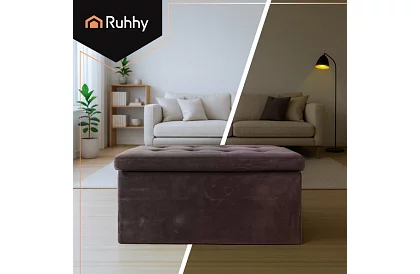 Taburet de depozitare pliabil din catifea 76 × 38 × 38 cm – gri