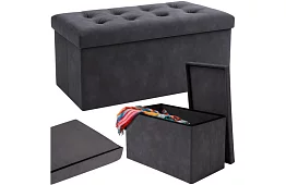 Taburet de depozitare pliabil din catifea 76 × 38 × 38 cm – gri