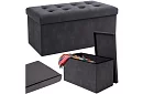 Taburet de depozitare pliabil din catifea 76 × 38 × 38 cm – gri