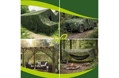 Rețea de camuflaj militară 4 × 6 metri + 100 de benzi de strângere