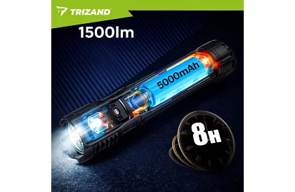 Lanterna tactică LED reîncărcabilă 1500 lm, 5000 mAh