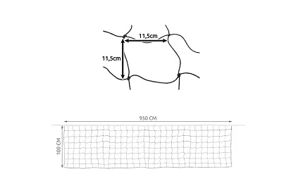Rețea de volei pe plajă 9,5x1m – volei, badminton, tenis