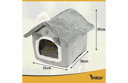 Pat de pisică – căsuță cu acoperiș cu fermoar 39 × 38 × 35 cm