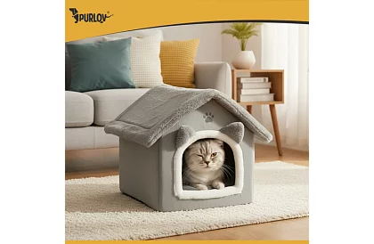 Pat de pisică – căsuță cu acoperiș cu fermoar 39 × 38 × 35 cm