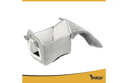 Pat de pisică – căsuță cu acoperiș cu fermoar 39 × 38 × 35 cm