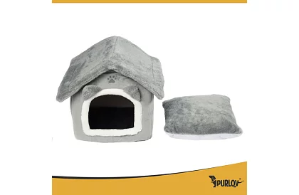 Pat de pisică – căsuță cu acoperiș cu fermoar 39 × 38 × 35 cm