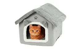 Pat de pisică – căsuță cu acoperiș cu fermoar 39 × 38 × 35 cm