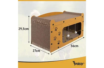 Șcărăci și adăpost pentru pisici 3 în 1 – 29 × 55 × 29 cm