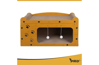 Șcărăci și adăpost pentru pisici 3 în 1 – 29 × 55 × 29 cm