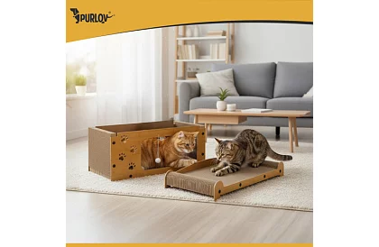 Șcărăci și adăpost pentru pisici 3 în 1 – 29 × 55 × 29 cm