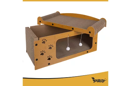 Șcărăci și adăpost pentru pisici 3 în 1 – 29 × 55 × 29 cm