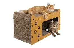 Șcărăci și adăpost pentru pisici 3 în 1 – 29 × 55 × 29 cm