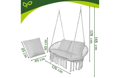 Leagăn de grădină cu două locuri și perne