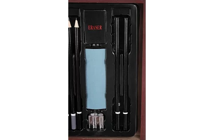 Set de desen în valiză din lemn - 148 piese