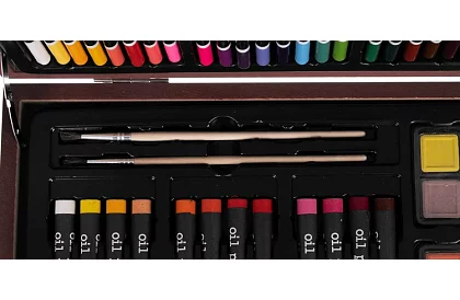 Set de desen în valiză din lemn - 148 piese