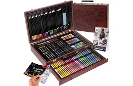 Set de desen în valiză din lemn - 148 piese