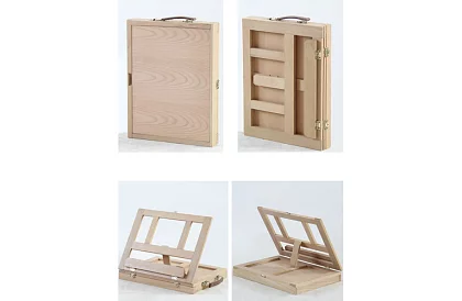 Set de pictură artistică de 45 de piese într-o cutie din lemn cu suport