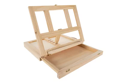 Set de pictură artistică de 45 de piese într-o cutie din lemn cu suport