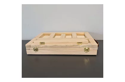 Set de pictură artistică de 45 de piese într-o cutie din lemn cu suport