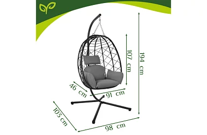 Leagăn de grădină cu perne – fotoliu suspendat până la 150 kg