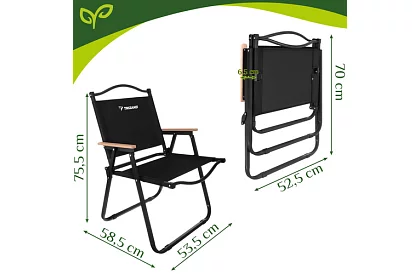 Scaun pliant de grădină negru – capacitate de încărcare 120 kg