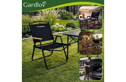 Scaun pliant de grădină negru – capacitate de încărcare 120 kg
