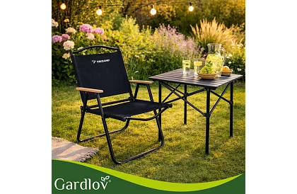Scaun pliant de grădină negru – capacitate de încărcare 120 kg