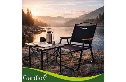 Scaun pliant de grădină negru – capacitate de încărcare 120 kg