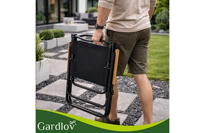 Scaun pliant de grădină negru – capacitate de încărcare 120 kg