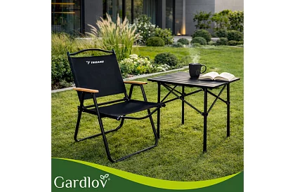 Scaun pliant de grădină negru – capacitate de încărcare 120 kg