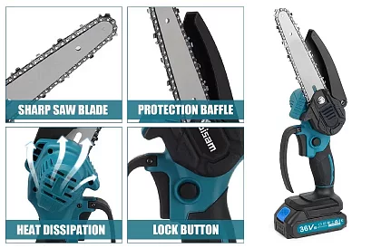 Drujbă cu acumulator DS36 + 2 baterii + 2 lanțuri