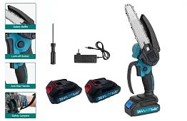 Drujbă cu acumulator DS36 + 2 baterii + 2 lanțuri