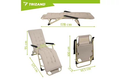 Leagăn de grădină pliabil 3 în 1 cu pernă - bej