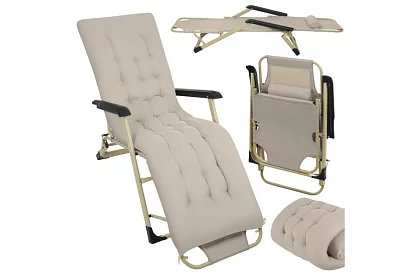 Leagăn de grădină pliabil 3 în 1 cu pernă - bej